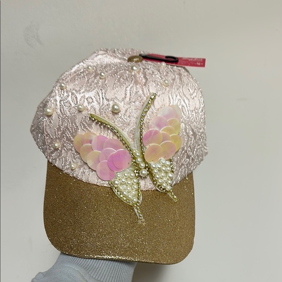 Pink and Gold Butterfly Cap - Picture 1 of 3